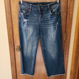 Maurices Blue Straight Leg Jeans with Raw Hem